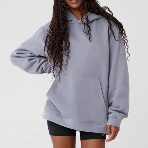 Alo Yoga Renown Heavy Weight Hoodie Fog SZ 2XL Pullover Limited Edition FOG EUC - Picture 2 of 9